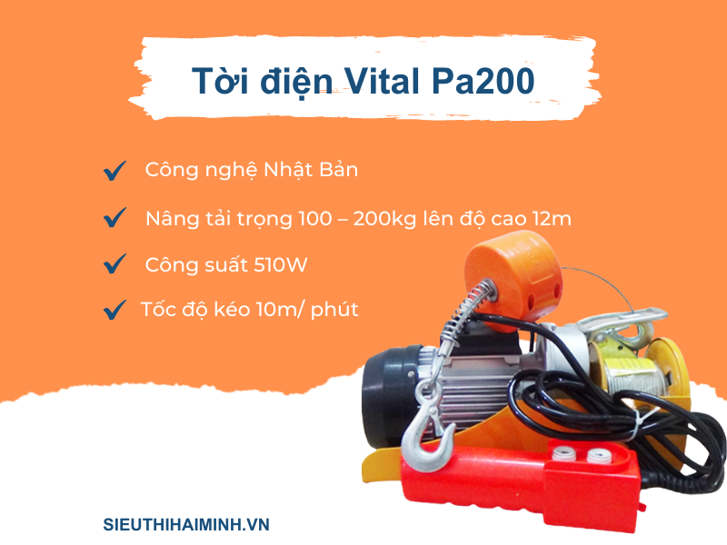 Tời điện KENSEN PA 200 - 200kg