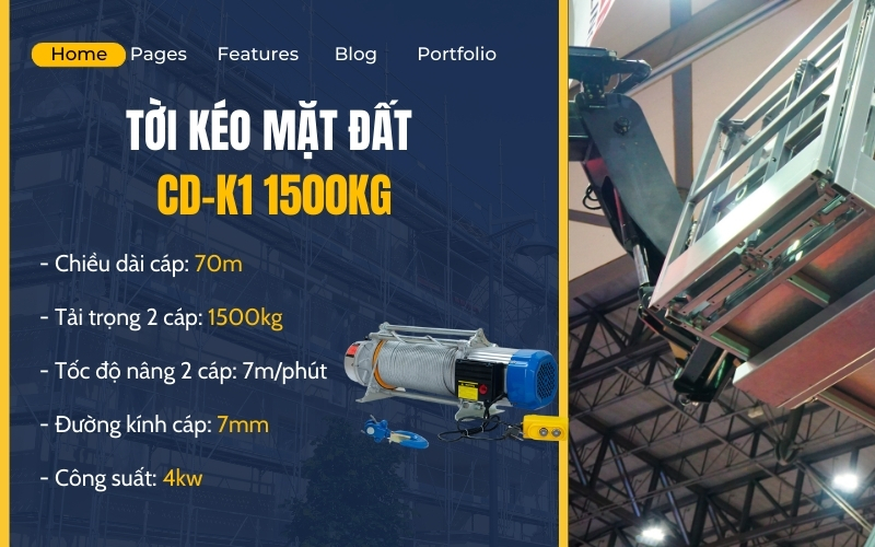 Tời kéo mặt đất CD-K1 1500kg hãng Yamafuji