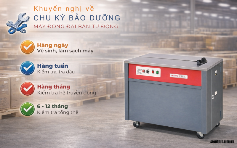 Khuyến nghị về chu kỳ bảo dưỡng máy đóng đai bán tự động