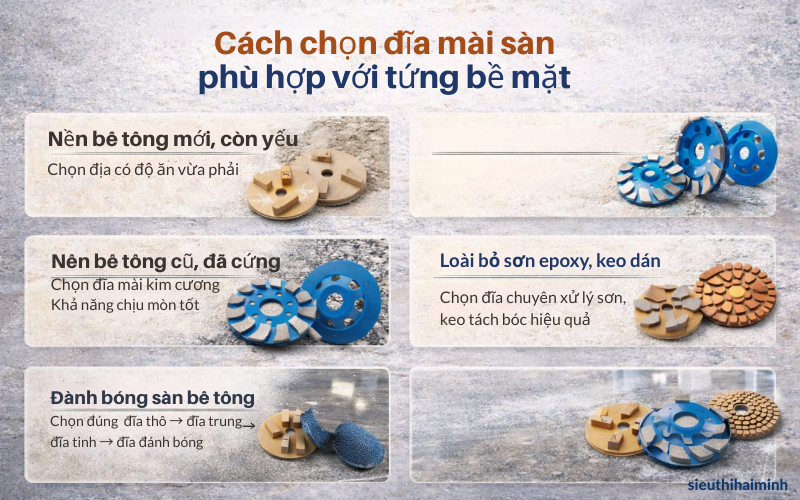 Cách chọn đĩa mài sàn phù hợp với từng bề mặt
