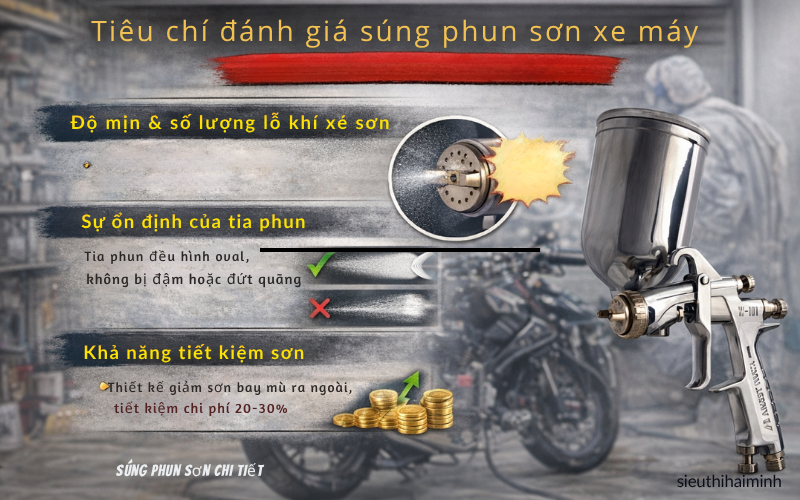 Tiêu chí đánh giá súng phun sơn xe máy chất lượng