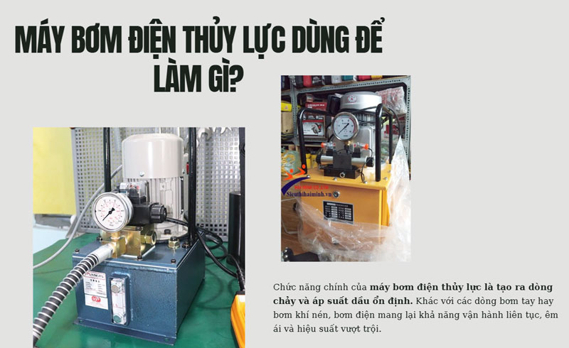 Máy bơm điện thuỷ lực dùng để làm gì? ứng dụng thực tế