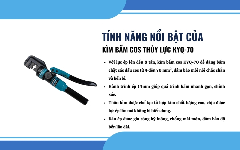 Tính năng nổi bật của kìm bấm cos thủy lực KYQ-70