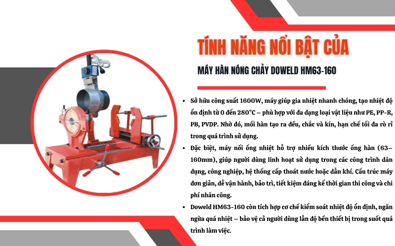 Tính năng nổi bật của máy hàn nóng chảy Doweld HM63-160