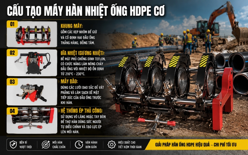 Cấu tạo máy hàn nhiệt ống hdpe cơ