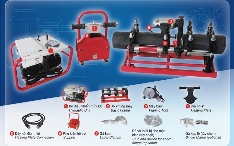 Cấu tạo máy hàn ống nhựa hdpe thủy lực