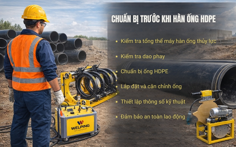 Chuẩn bị trước khi hàn ống HDPE