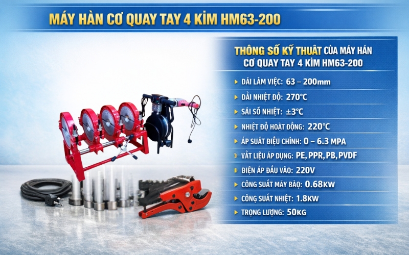 Máy hàn ống HDPE 63 200