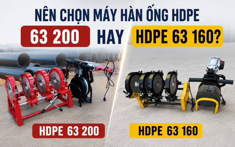 Nên chọn máy hàn ống hdpe 63 200 hay hdpe 63 160?