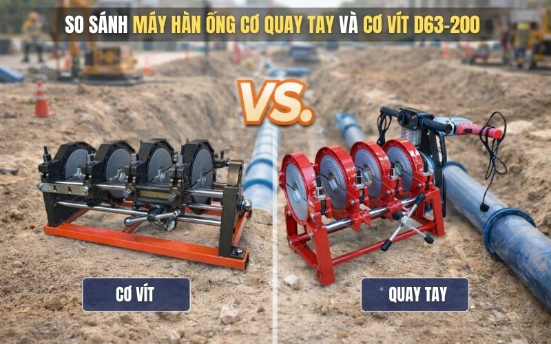So sánh máy hàn ống cơ quay tay và cơ vít D63-200