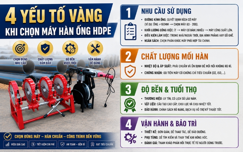 Yếu tố quan trọng khi lựa chọn máy hàn nhiệt hdpe