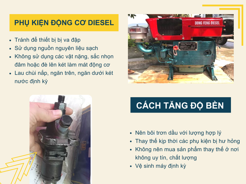 Cách kéo dài tuổi thọ cho phụ kiện động cơ diesel