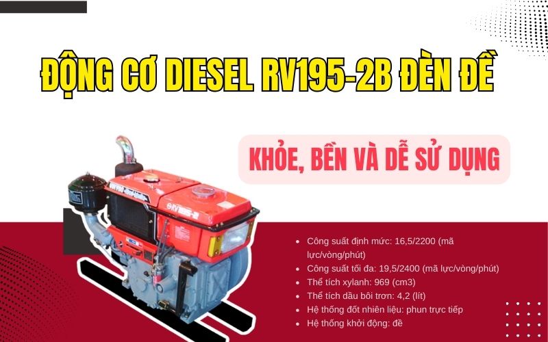 Động cơ diesel RV195-2B đèn đề