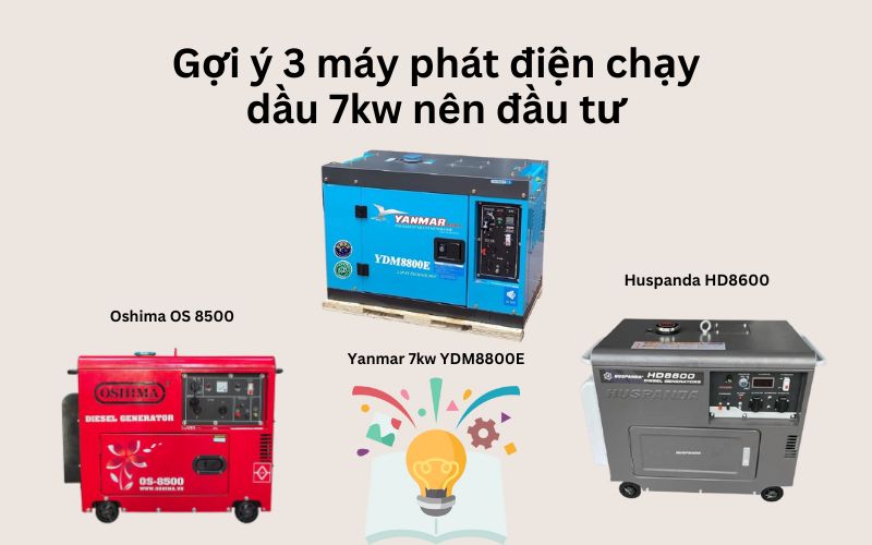 Gợi ý 3 máy phát điện chạy dầu 7kw nên đầu tư
