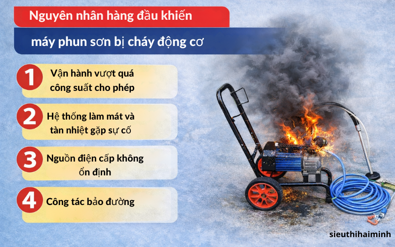 Nguyên nhân hàng đầu khiến máy phun sơn bị cháy động cơ