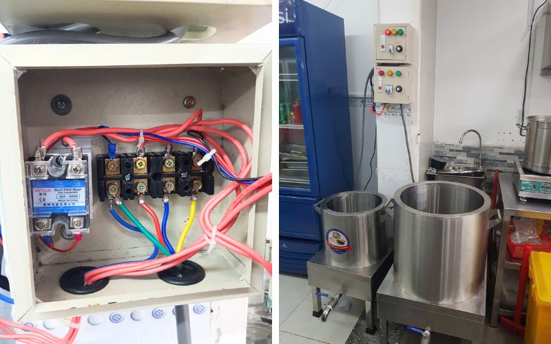 Kỹ thuật bàn giao Nồi nấu phở Hải Minh tủ điện rời TD-80L cho khách