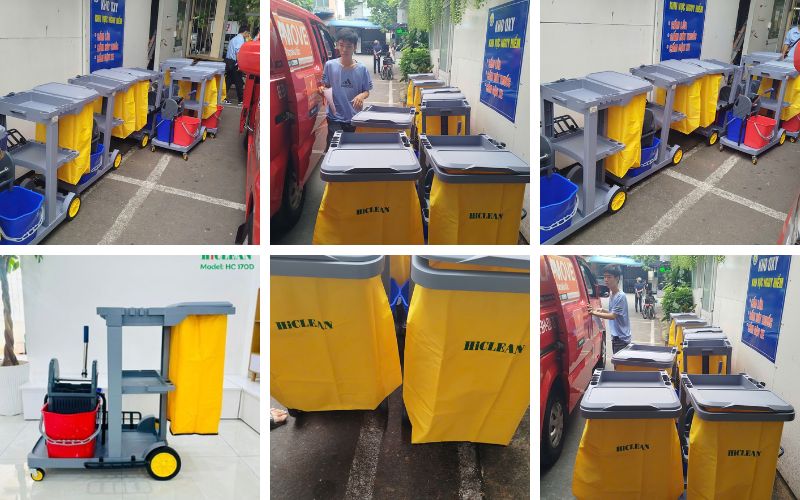 Kỹ thuật bàn giao Xe đẩy làm vệ sinh phòng Hiclean HC170D cho khách hàng