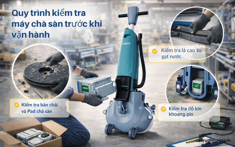 Quy trình kiểm tra máy chà sàn trước khi vận hành