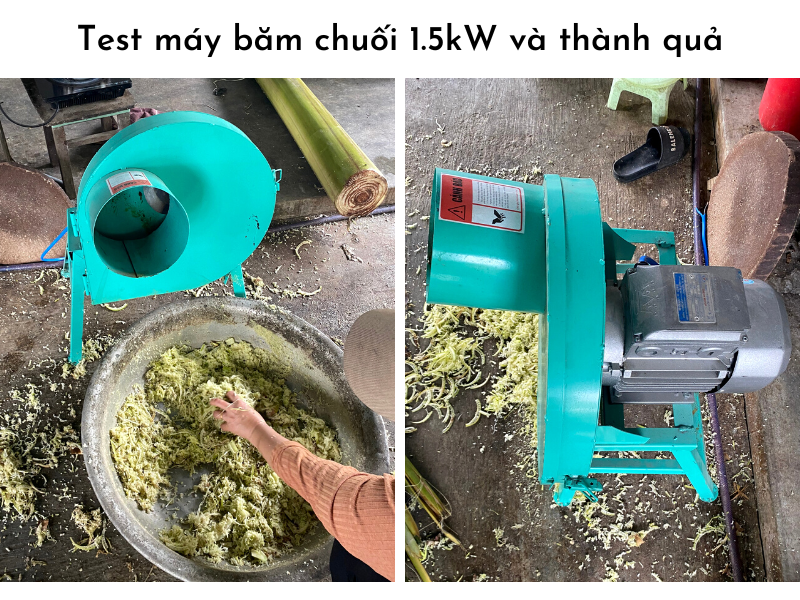Test máy băm chuối 1.5kW và thành quả