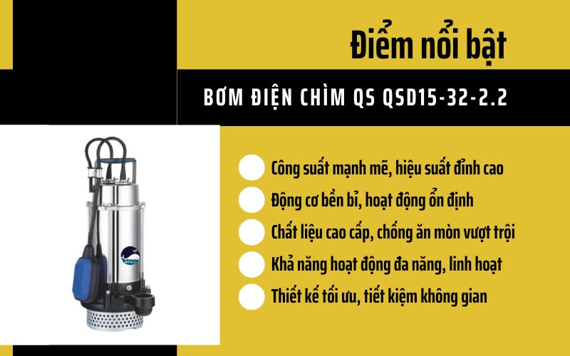 Điểm nổi bật của Bơm điện chìm QS QSD15-32-2.2