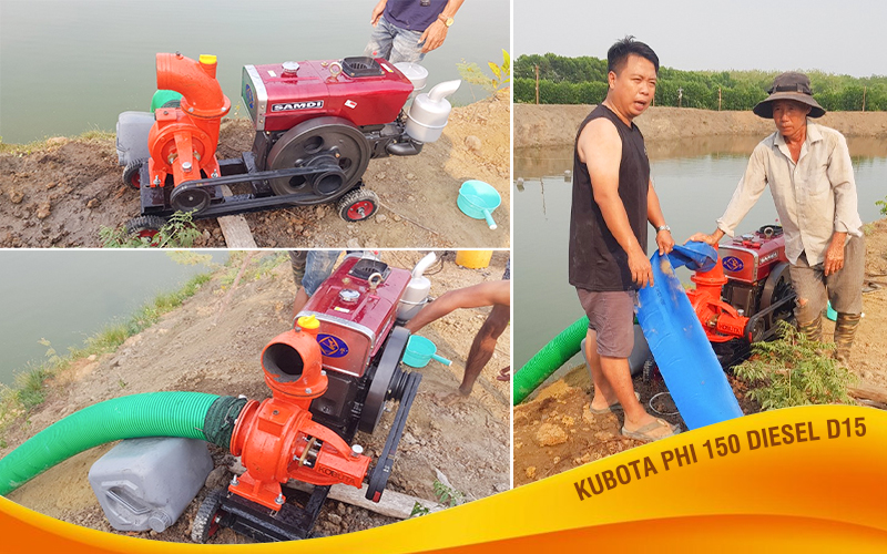 Kĩ thuật hải minh bàn giao Máy bơm nước đầu bơm Kubota phi 150 Diesel D15