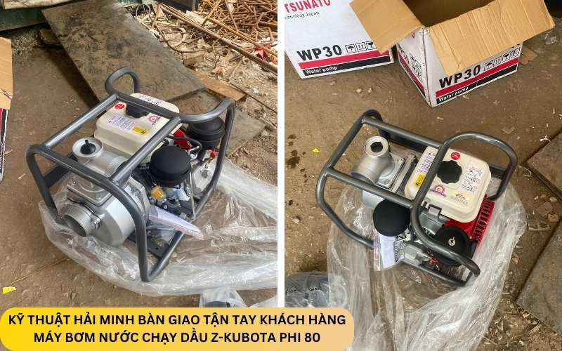 Kỹ thuật Hải Minh bàn giao Máy bơm nước chạy dầu Z-KUBOTA phi 80