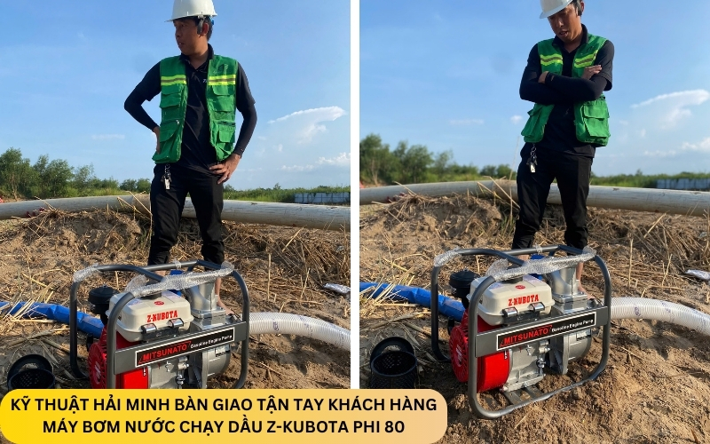 Kỹ thuật Hải Minh bàn giao Máy bơm nước chạy dầu Z-KUBOTA phi 80