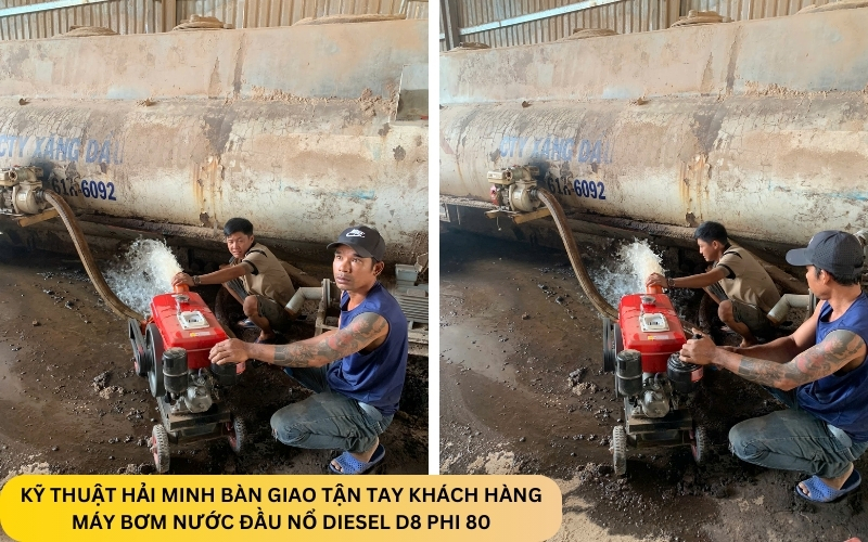 Máy bơm nước đầu nổ Diesel D8 Phi 80