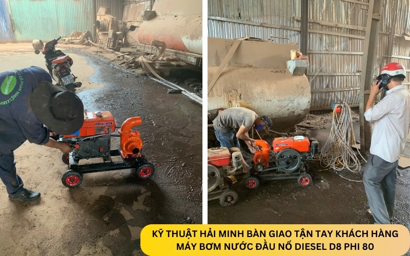 Máy bơm nước đầu nổ Diesel D8 Phi 80