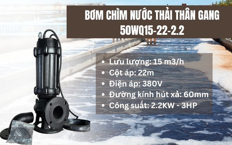 Tổng quan về bơm chìm nước thải thân gang 50WQ15-22-2.2