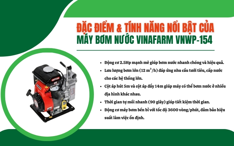 Các tính năng của máy bơm nước Vinafarm VNWP-154