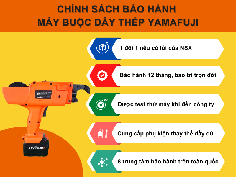 Chính sách bảo hành máy buộc dây thép Yamafuji
