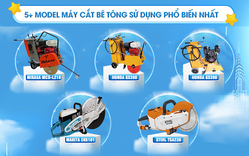 5+ model máy cắt bê tông sử dụng phổ biến nhất