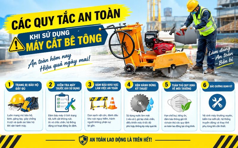 Các quy tắc an toàn khi sử dụng máy cắt bê tông