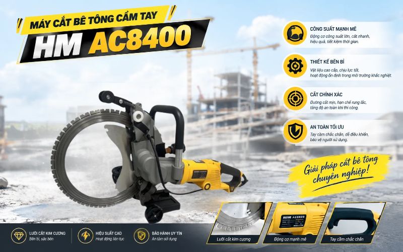 Khám phá máy cắt bê tông cầm tay HM AC8400