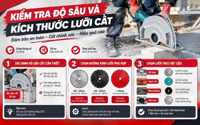 Kiểm tra độ sâu và kích thước lưỡi cắt