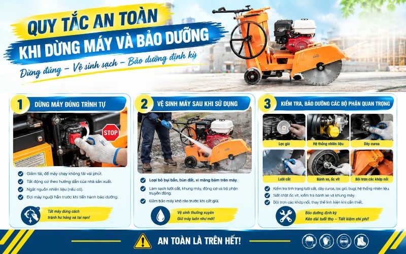Quy tắc an toàn khi dừng máy và bảo dưỡng
