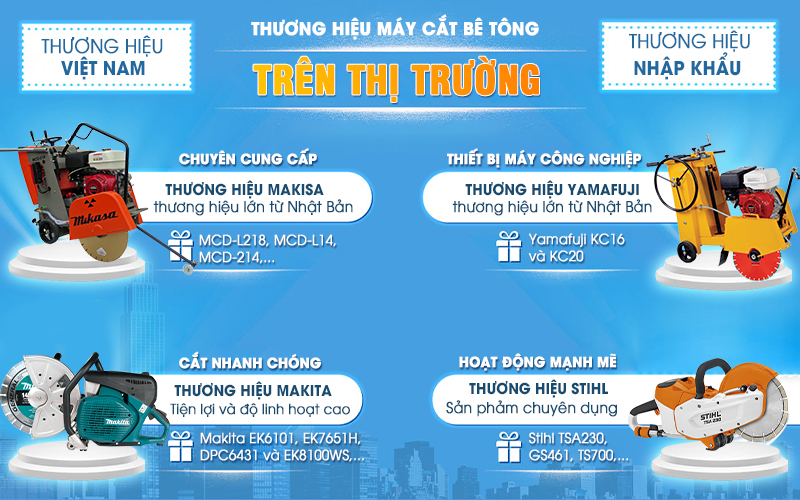 Thương hiệu máy cắt bê tông lớn trên thị trường