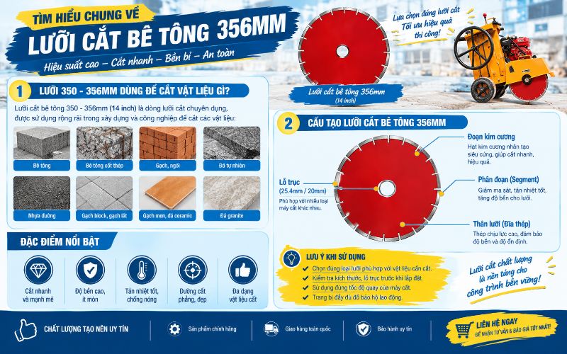 Tìm hiểu chung về lưỡi cắt bê tông 356mm