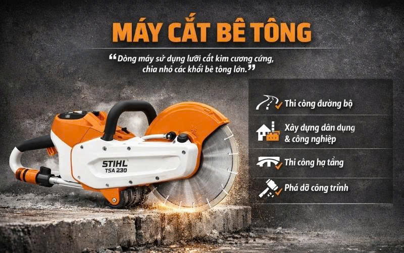 Tổng quan về máy cắt bê tông - cấu tạo và nguyên lý vận hành