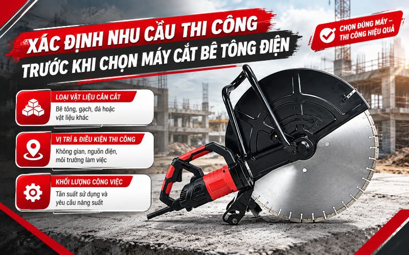 Xác định nhu cầu thi công trước khi chọn máy cắt bê tông điện