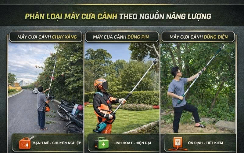 Phân loại các dòng máy cắt cành trên cao hiện nay