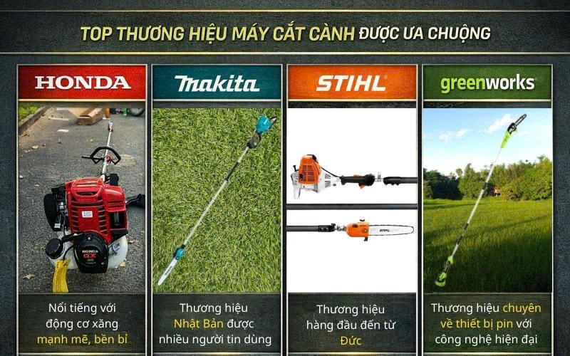 Thương hiệu máy cắt cành trên cao được người dùng nhắc tới