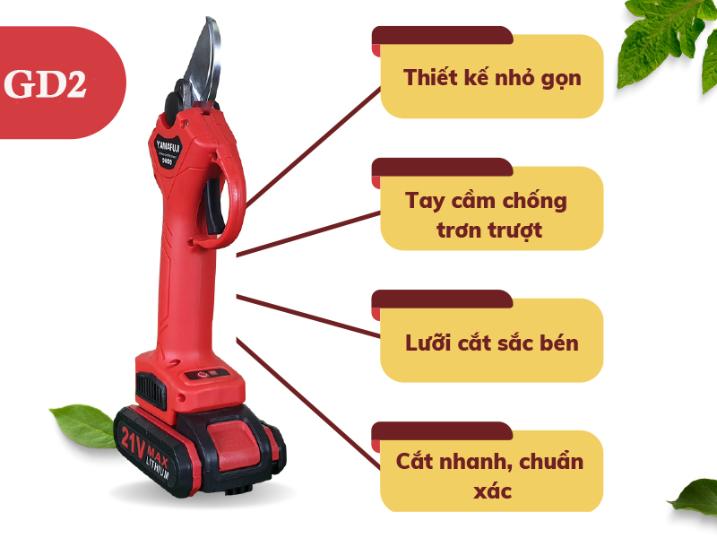 Các tính năng nổi bật của máy cắt cành chạy pin Yamafuji GD2