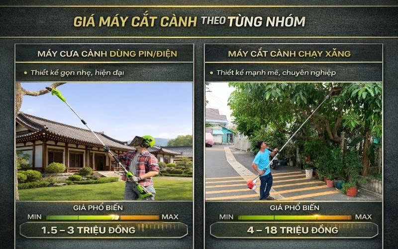 Bảng giá máy cắt cành cây trên cao mới nhất năm