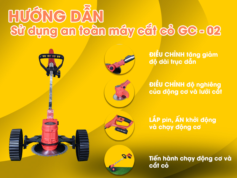 hướng dẫn sử dụng Máy cắt cỏ chạy pin Yamafuji GC-02
