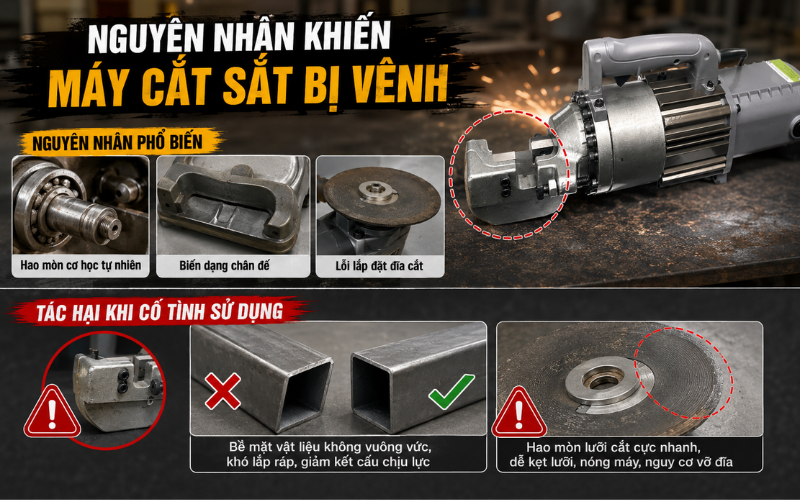 Nguyên nhân khiến máy cắt sắt bị vênh 