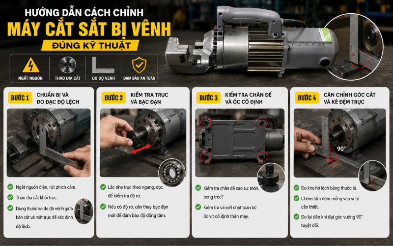 Hướng dẫn cách chỉnh máy cắt sắt bị vênh đúng kỹ thuật