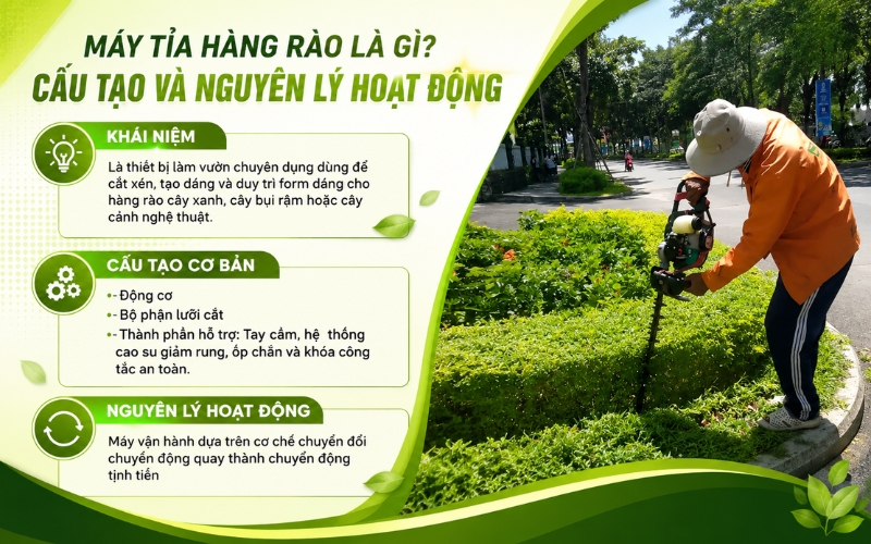 Máy tỉa hàng rào là gì? Cấu tạo và nguyên lý hoạt động