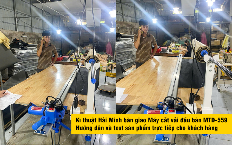Kĩ thuật Hải Minh bàn giao Máy cắt vải đầu bàn MTD-559